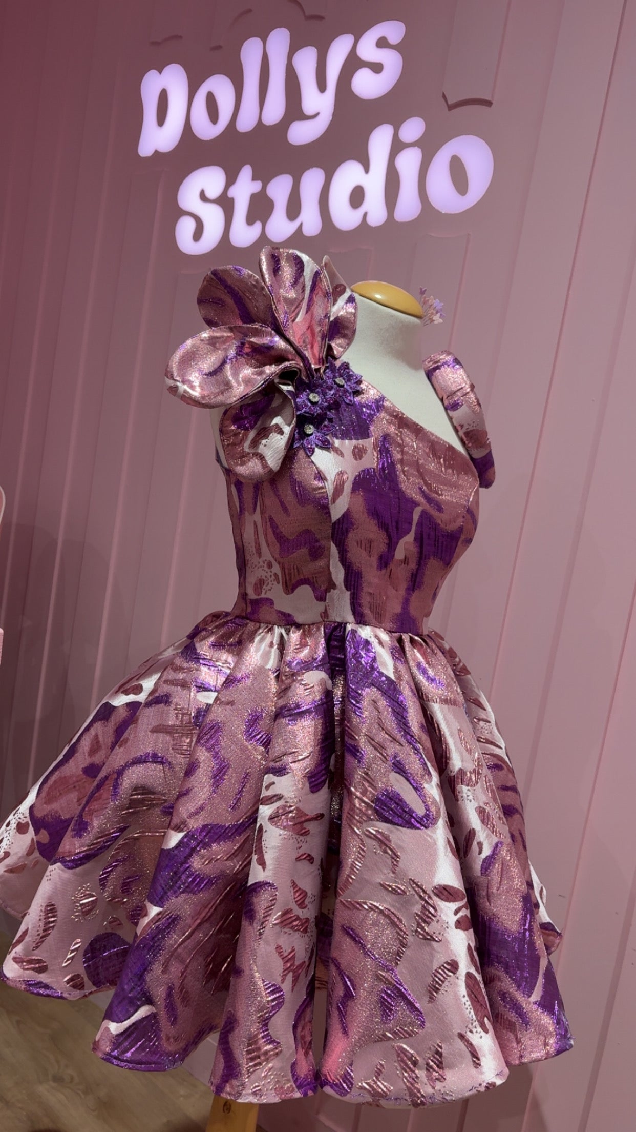 3D flower detail skater dress