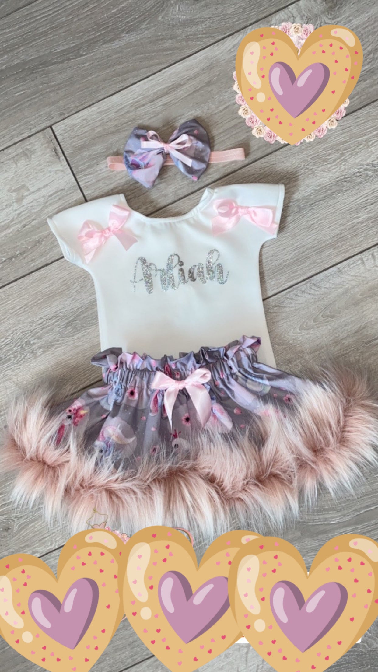 Girls fur trim 3 piece set