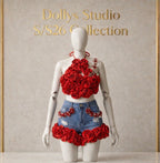 Rose covered halter neck corset co-ord