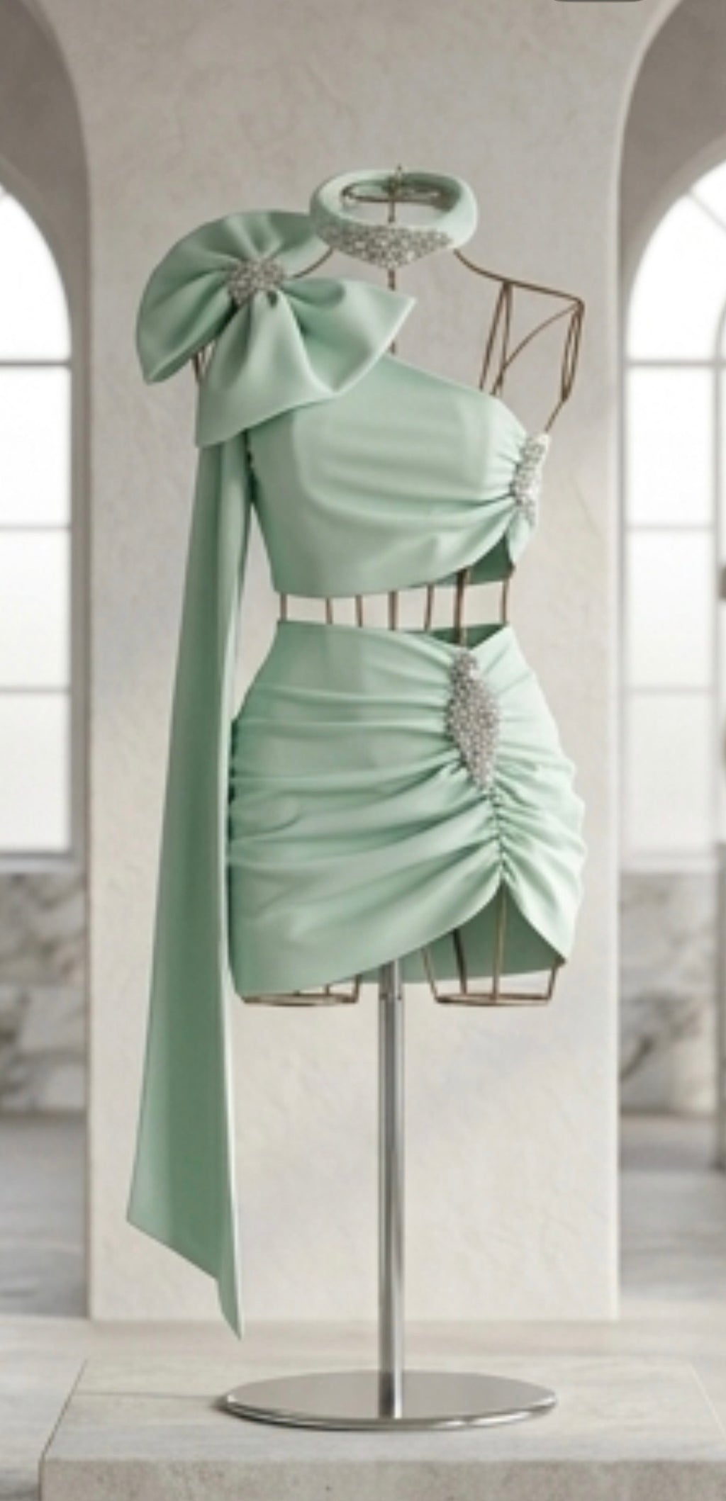 Bow Drape Ruched Three Piece Co-ord