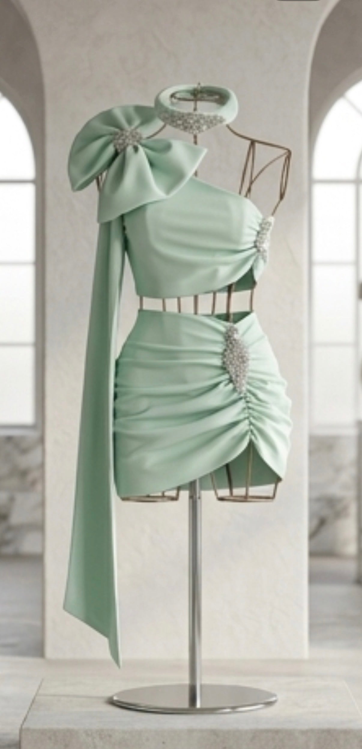 Bow Drape Ruched Three Piece Co-ord