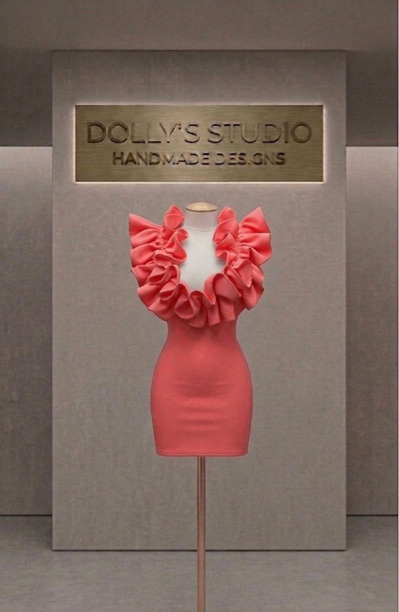 Frill low cut mini dress
