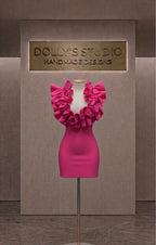 Frill low cut mini dress