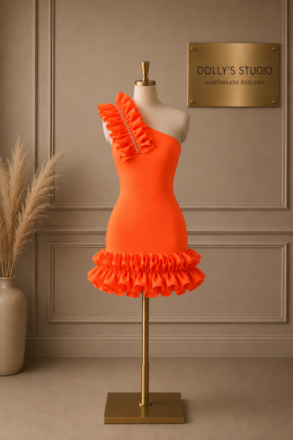 Frill one shoulder dress