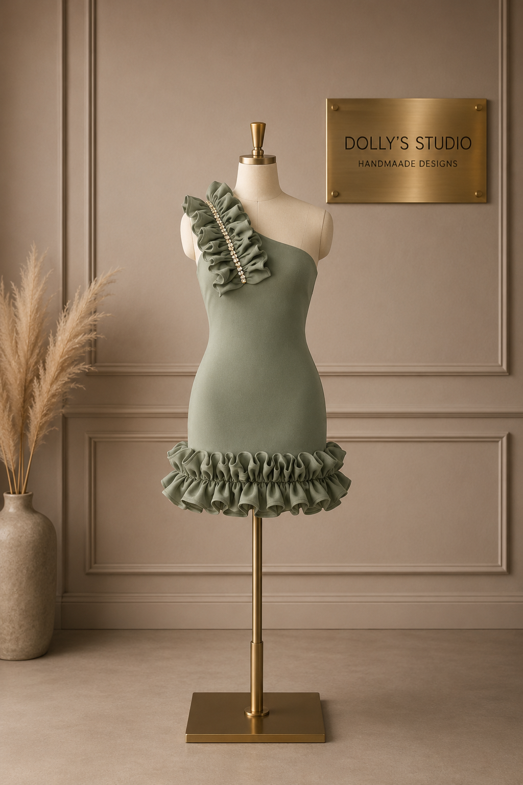 Frill one shoulder dress