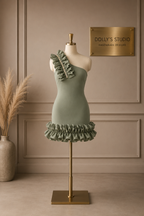 Frill one shoulder dress