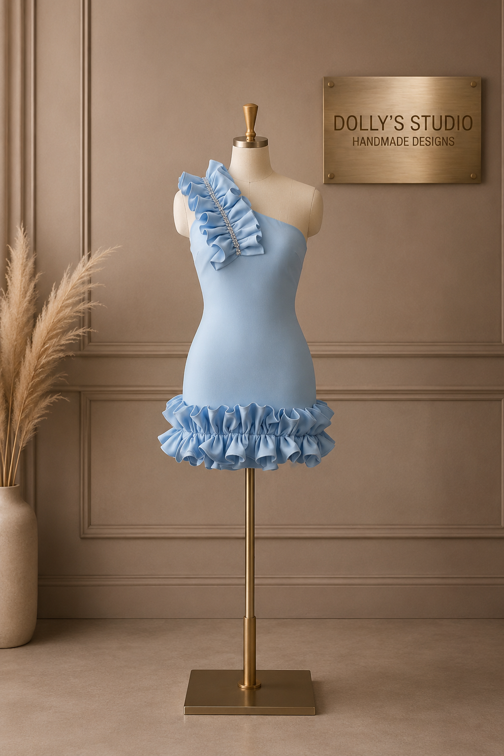Frill one shoulder dress