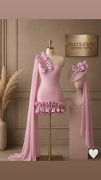 Ruffle drape dress set