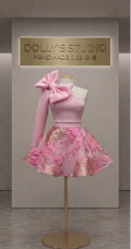 One sleeve bow two piece set