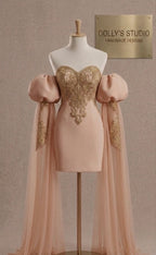 Crystal puff drape sleeve dress