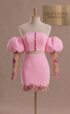 Balloon lace sleeve two piece set