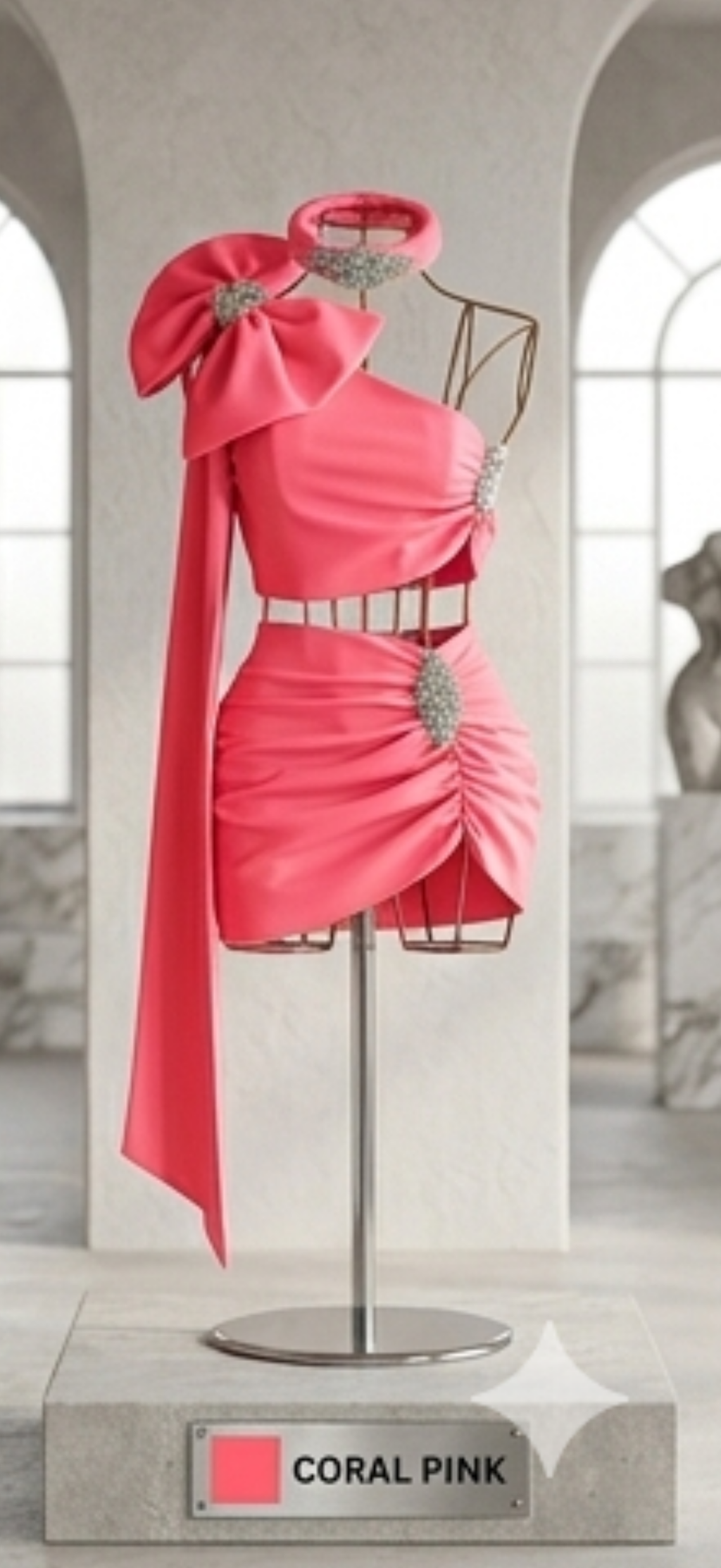 Bow Drape Ruched Three Piece Co-ord