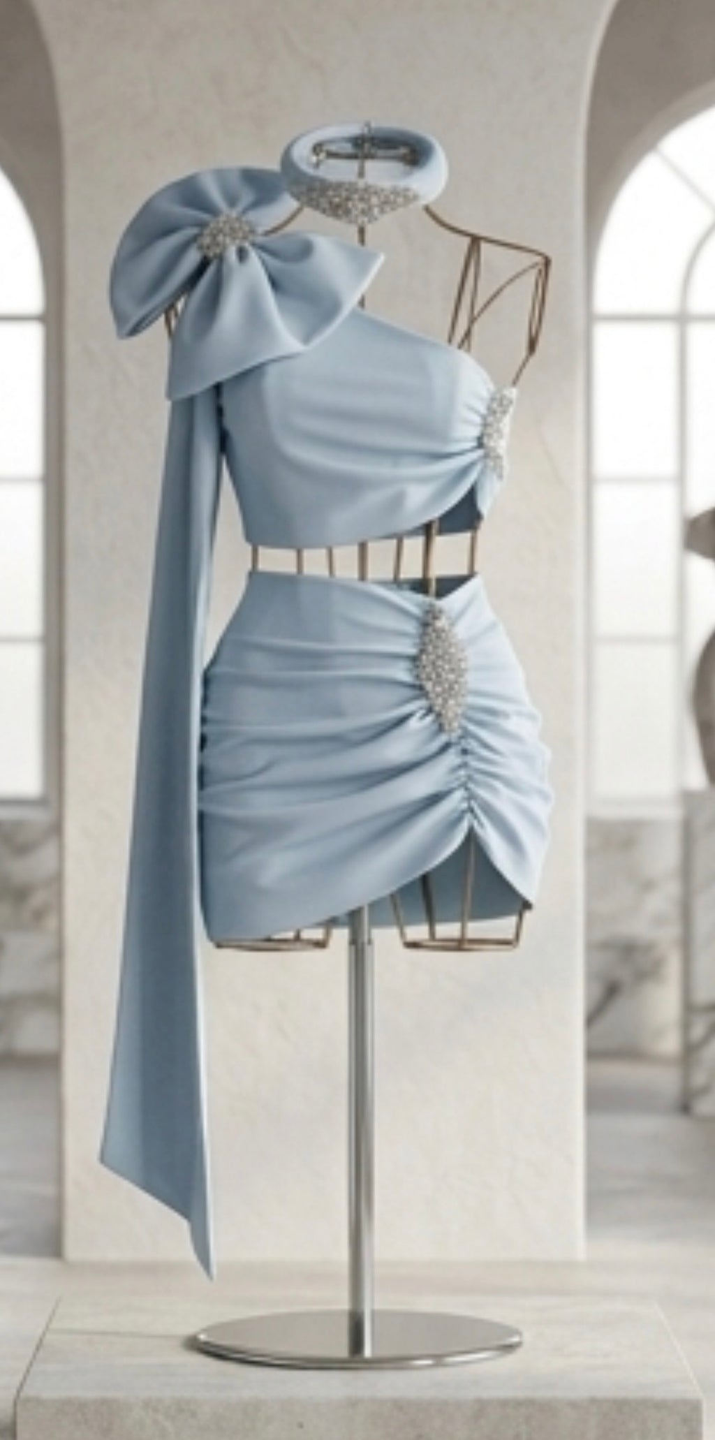 Bow Drape Ruched Three Piece Co-ord