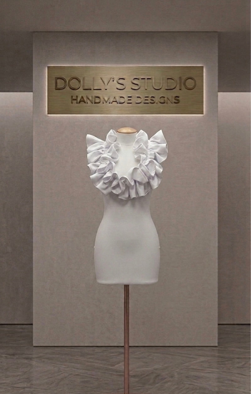 Frill low cut mini dress
