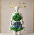 Rose covered halter neck corset co-ord