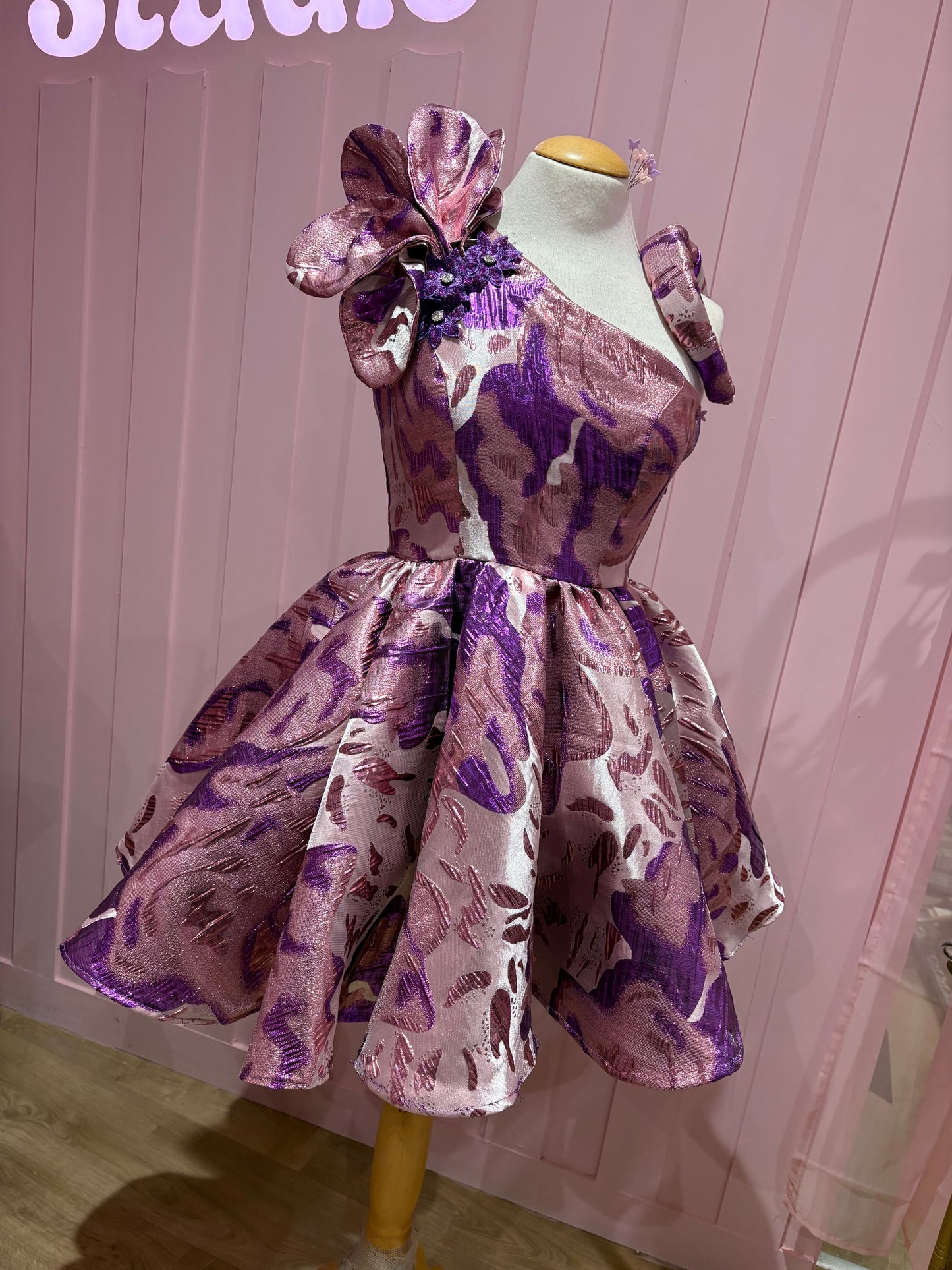 3D flower detail skater dress