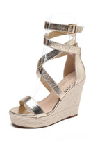 Platform wedge sandals with crisscross straps JN-71