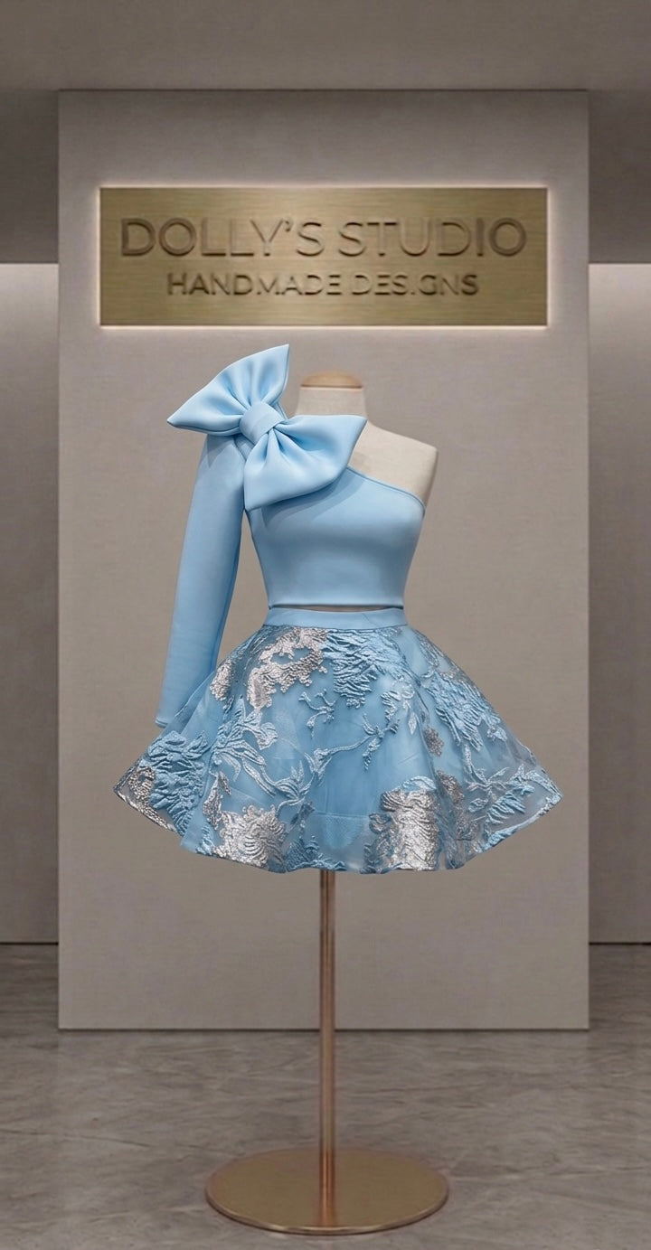 One sleeve bow two piece set