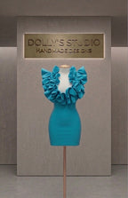 Frill low cut mini dress