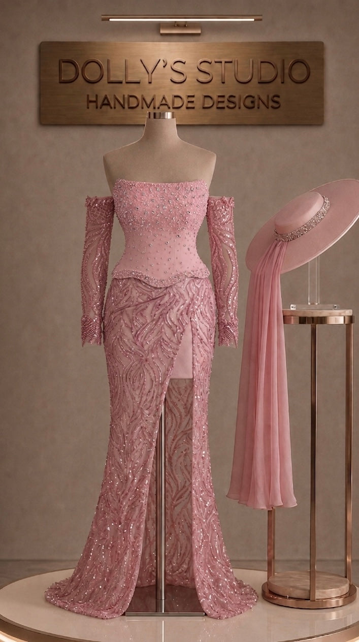 Beaded crystal corset set