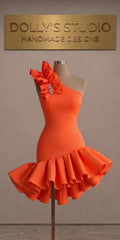 Frill bottom one shoulder dress