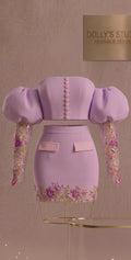Balloon lace sleeve two piece set