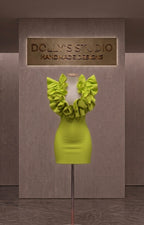 Frill low cut mini dress