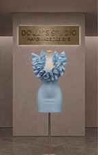 Frill low cut mini dress