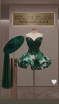 Crystal corset double layered skirt set