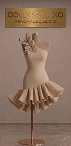 Frill bottom one shoulder dress