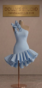 Frill bottom one shoulder dress