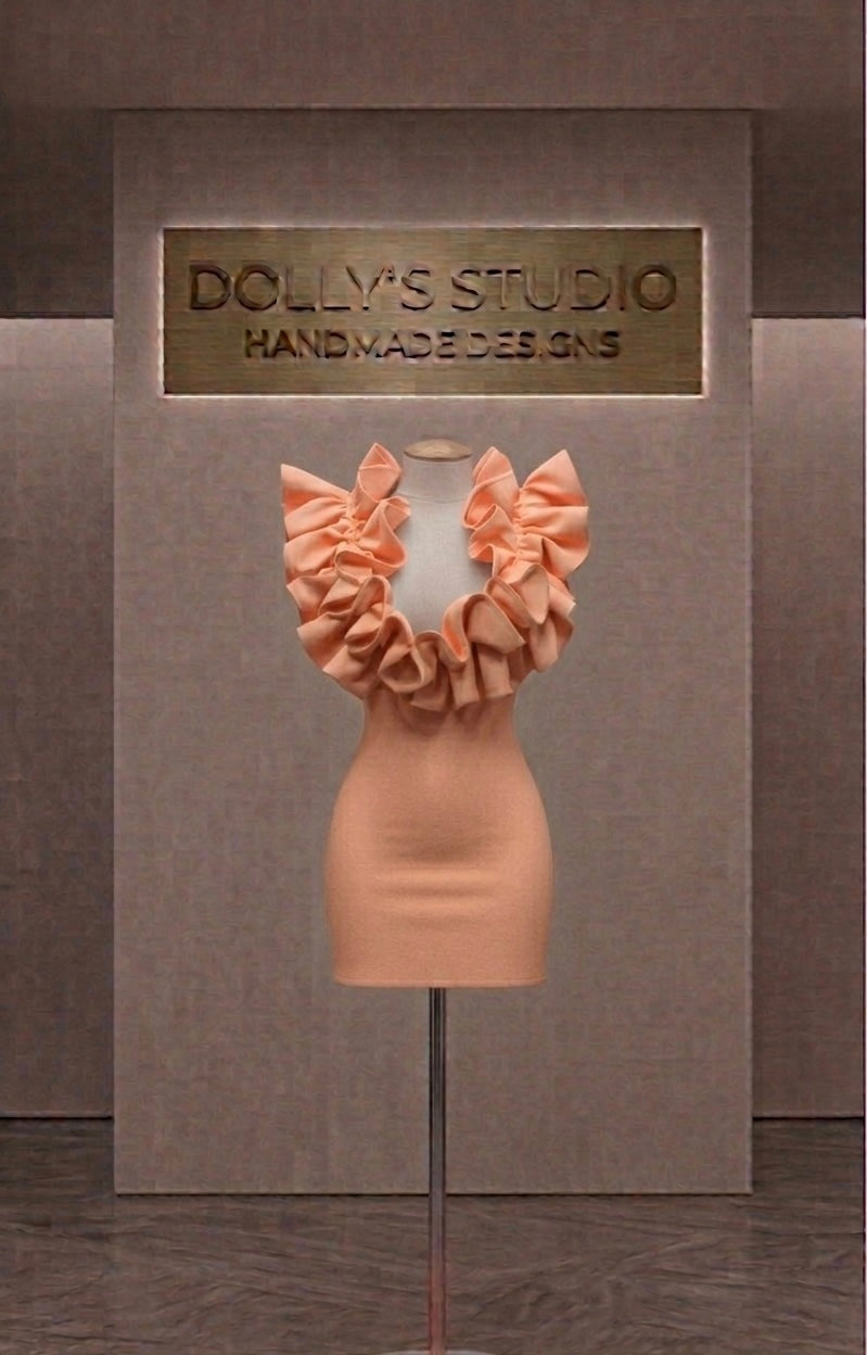 Frill low cut mini dress