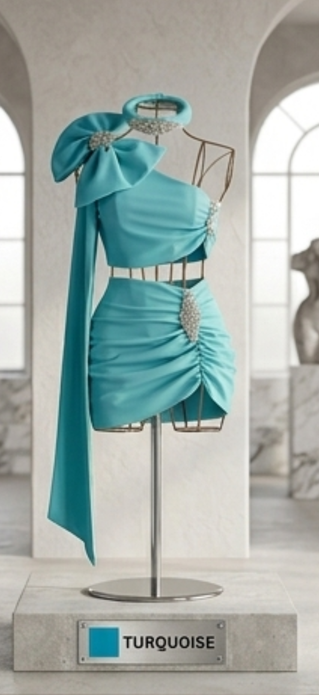 Bow Drape Ruched Three Piece Co-ord