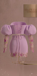 Balloon lace sleeve two piece set