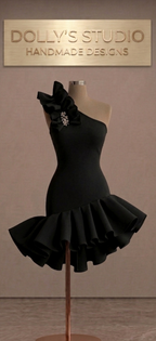 Frill bottom one shoulder dress