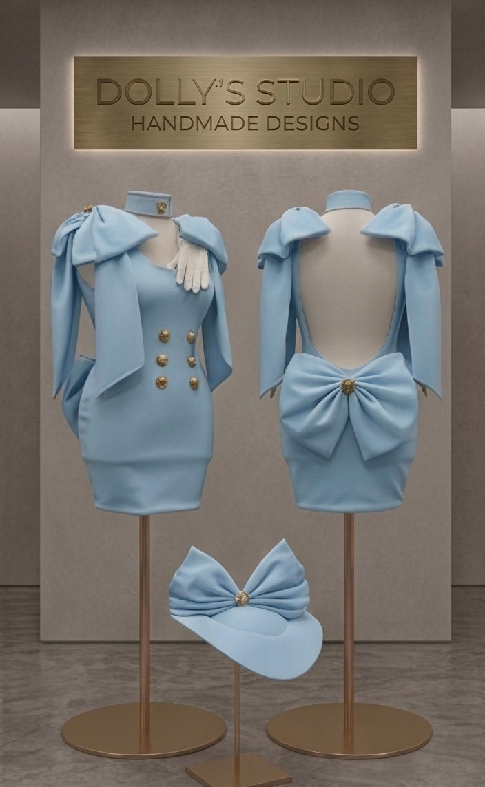 Military backless bow dress
