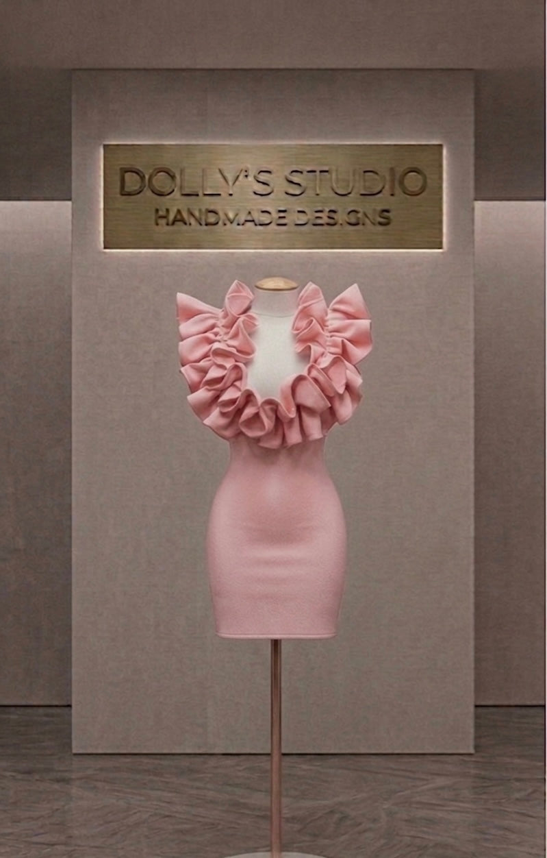Frill low cut mini dress