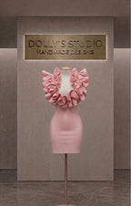 Frill low cut mini dress