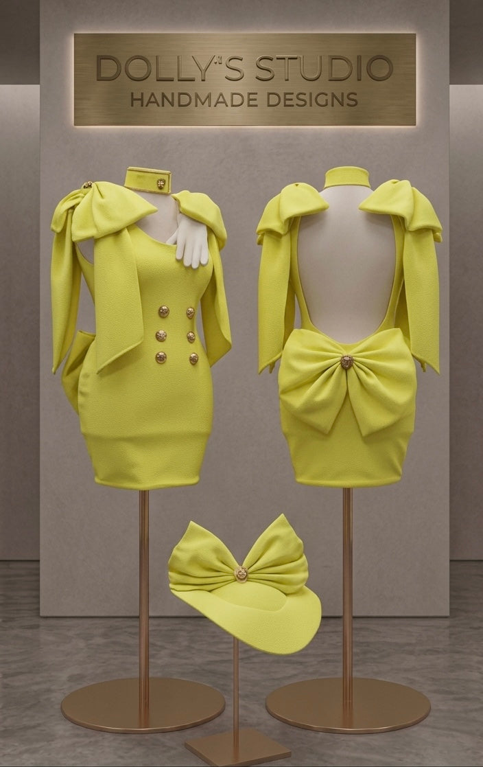 Military backless bow dress