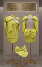 Military backless bow dress