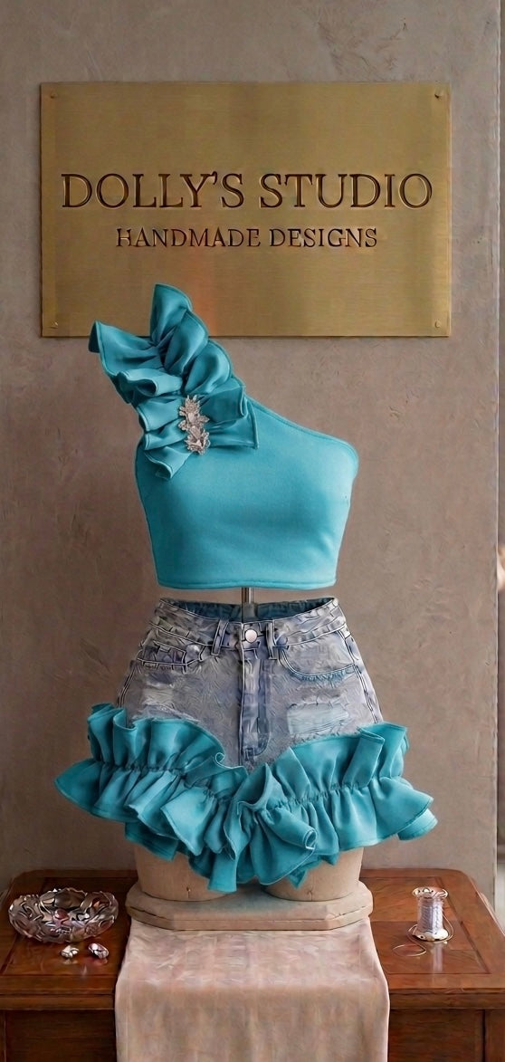 Childrens Holls frilly shorts set